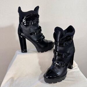 Azalea Wang Womens High Heel Platform Fashion Ski Boots Lying Black Size 10 NWOT